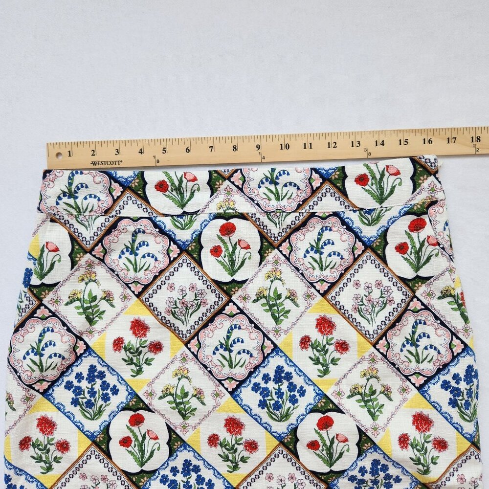 Boden Floral Patchwork Midi Pencil Skirt Floral Nature Boho Coquette Pretty Cute - Picture 9 of 10